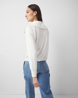 Petite Mock Neck Half-Zip Pullover | White House Black Market